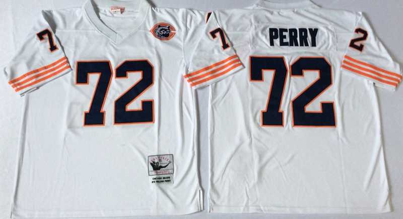 Bears 72 William Perry White M&N Throwback Jersey->nfl m&n throwback->NFL Jersey